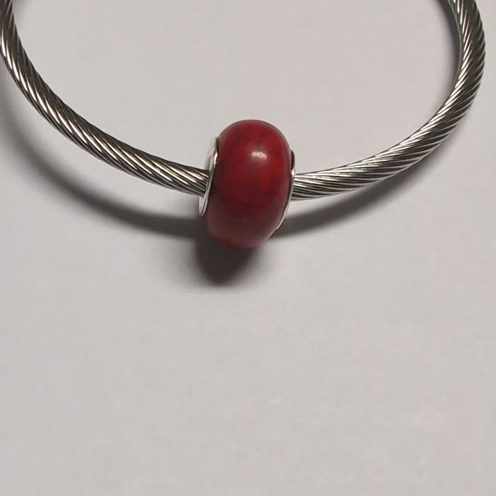 Crackled Red Charm for Pandora‎ Style Bracelet